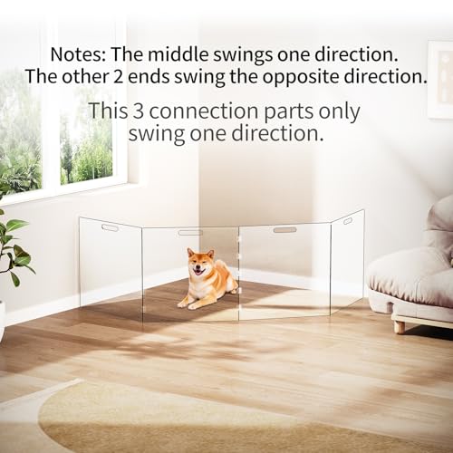 New Acrylic Pet Freestanding Gate for Doorways | Medium (4 Panels), Clear