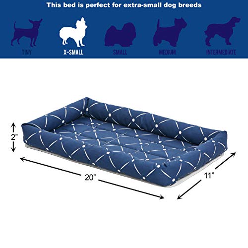 New MidWest Homes for Pets 40222-BLD Quiet Time Couture Ashton Bolster Pet Bed | Small Dog/22, Blue