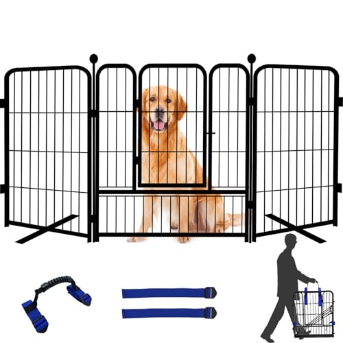 New GXSDJ Metal Dog Playpen with Door and Foot Support | 82.5 × 32 in, Black