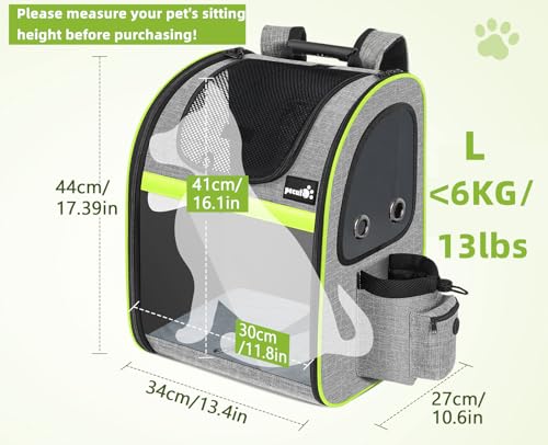 New Pecute Pet Carrier Backpack, Expandable Mesh | Grey