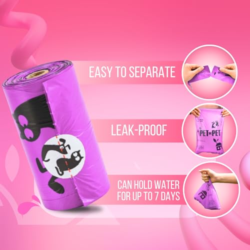 New PET N PET Poop Bags for Dogs with Dispenser | Lavender, 288 Count