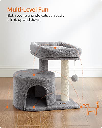 New Feandrea Cat Tree Tower with Sisal Post & Padded Perch | Light Gray