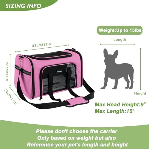 New Soundy Dog & Cat Carrier Bag | Medium Pink, Up to 15 lbs