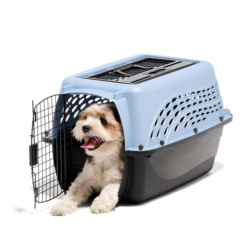New Petmate Two-Door Plastic Pet Kennel, Top & Front Loading | Blue & 24"