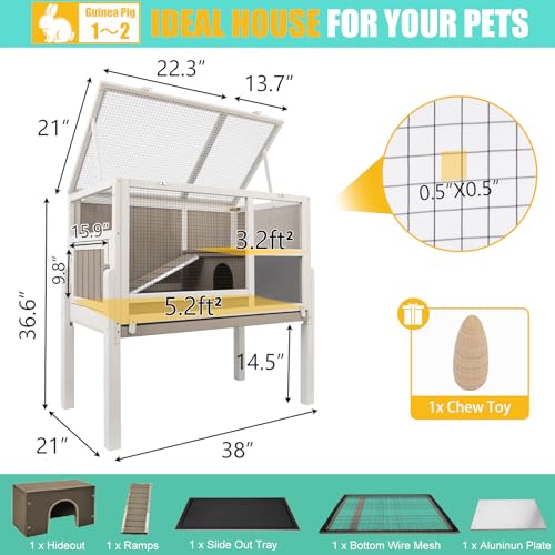 New Ketive Rabbit Hutch Indoor Wooden Bunny Hutch with Stand & Ramp