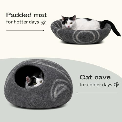 New MEOWFIA Cat Cave (100% Merino Wool) | Dark Grey & Medium