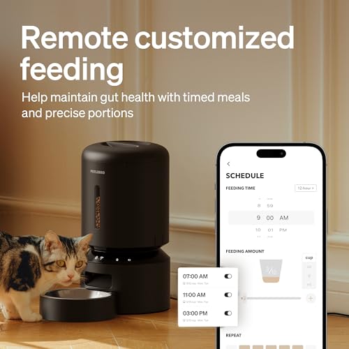 New PETLIBRO Automatic Cat Feeder (WiFi, Low Food Sensor) | Granary Black, 5L