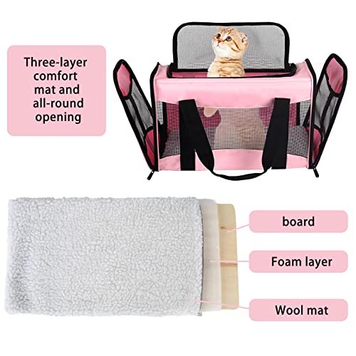 New Top Tasta Soft-Sided Travel Puppy/Cat Carrier, Collapsible | Pink & X-Large (Up to 30 lb)