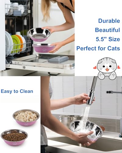 New 6 PCS Stainless Steel Cat Bowls Whisker Friendly | 6 pcs, 5.5 inch, Green