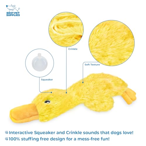 New Best Pet Supplies Crinkle Duck | Yellow, Large