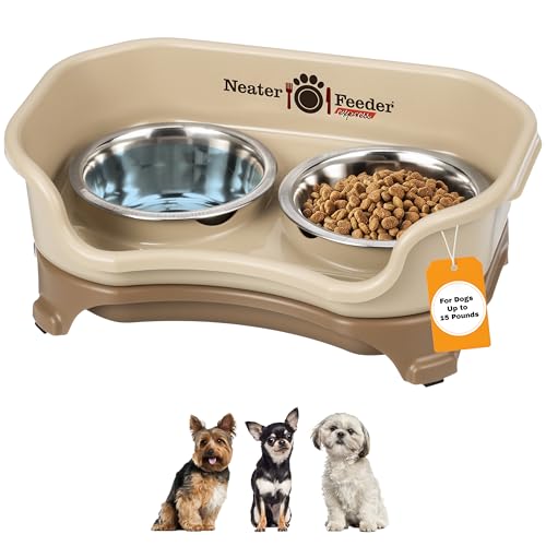 New Neater Feeder Express Mess Proof Elevated Dog Bowls | Cappuccino, Small (<15 lb)