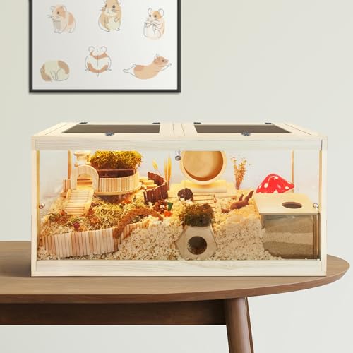 New Prolee Hamster Habitat Chew-Proof Wooden Cage with Mesh Top | 32" × 16" × 16"