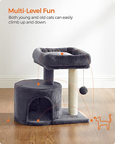 New Feandrea Cat Tree Tower with Sisal Post & Padded Perch | Smoky Gray