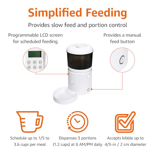 New Amazon Basics Automatic Feeder (Speed & Portion Control) | White, 4L