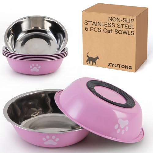 New 6 PCS Stainless Steel Cat Bowls Whisker Friendly | 6 pcs, 5.5 inch, Green