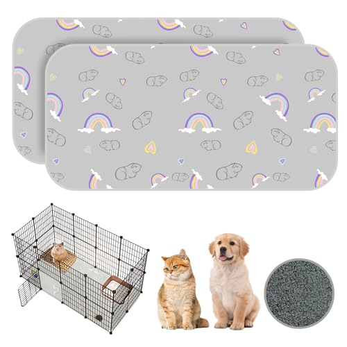 New Homimp Guinea Pig Cage Liners Washable Small Animal Bedding | Grey, 2 pack 24" x 47"
