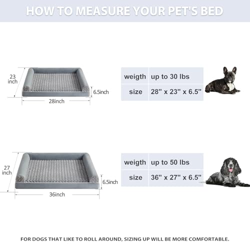 New BFPETHOME Dog Beds for Large Dogs | Grey, 28"L x 23"W x 6.5"Th