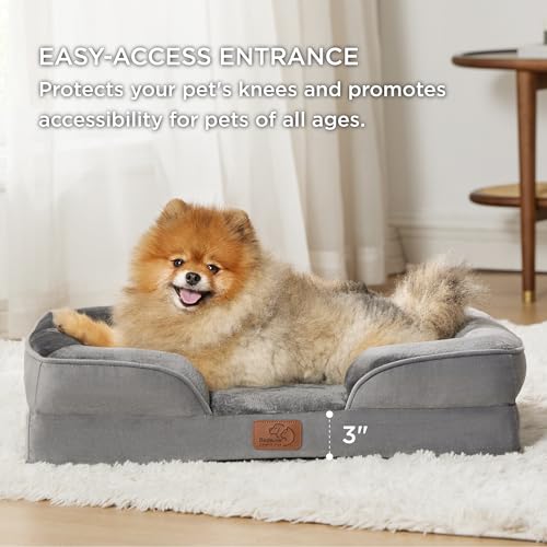 New Bedsure Orthopedic Dog Beds for Small Dogs | Grey, 24"
