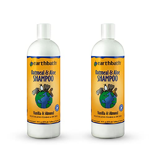 New earthbath Oatmeal & Aloe Dog Shampoo | Vanilla & Almond, 16 oz (2-Pack)