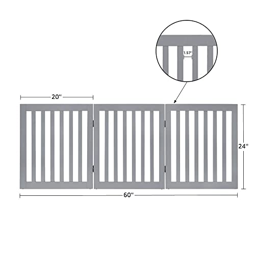 New unipaws Free Standing Pet Gate for Dog (Wooden, Foldable) | 24 in H, Gray