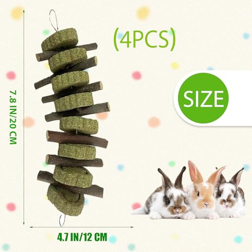 New kathson Rabbit Chew Toys Bunny Grind Teeth Apple Wood Stick | Natural, 4 pieces