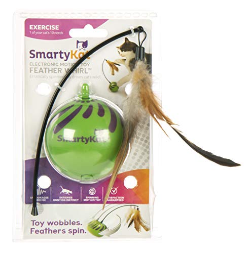 New SmartyKat Feather Whirl Electronic Motion Wand | Green & One Size