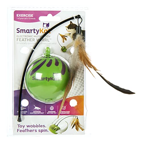 New SmartyKat Feather Whirl Electronic Motion Wand | Green & One Size