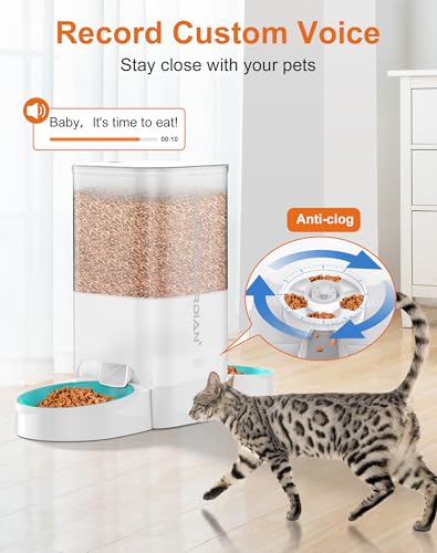 New HoneyGuaridan 5L Automatic Cat Feeder for Two Cats | 5L, White