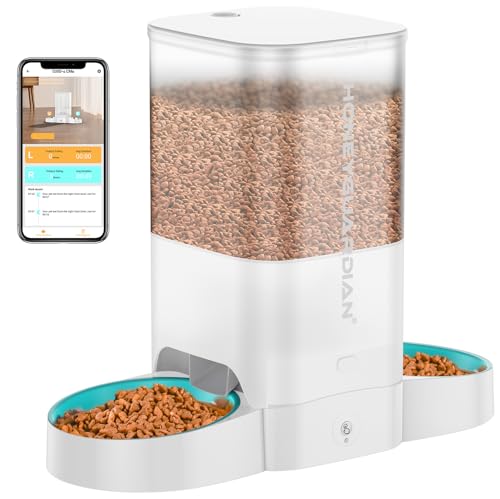 New HoneyGuaridan 5L Automatic Cat Feeder for Two Cats | 5L, White