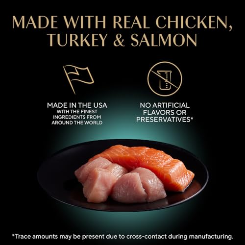 New Sheba Perfect Portions Cuts in Gravy Wet Cat Food | 24 twin pack trays (2.6 oz), Chicken Salmon Turkey Variety