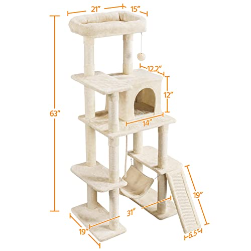 New Yaheetech Multi-Level Indoor Cat Play Structure with Hammock & Ball | 63"