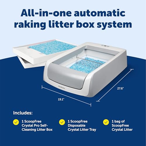 New PetSafe Legacy ScoopFree Crystal Pro Self-Cleaning Automatic Litter Box | Includes 1 Crystal Litter Tray