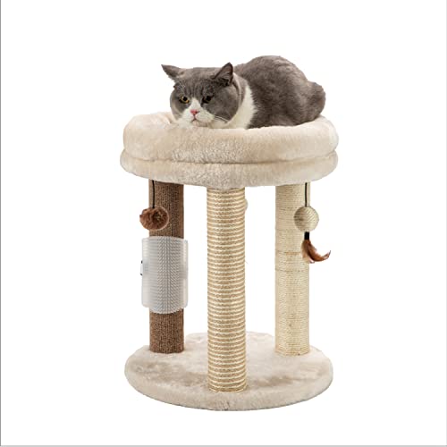 New MECOOL 4in1 Small Cat Tree | Beige, 16"L x 16"W x 20.5"H