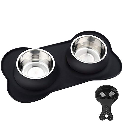 New URPOWER Stainless Steel Dog Bowls with No-Spill Mat | 53 oz