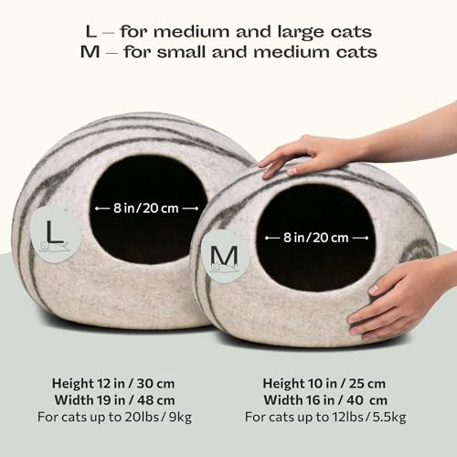 New MEOWFIA Cat Cave (100% Merino Wool) | Light Grey & Medium