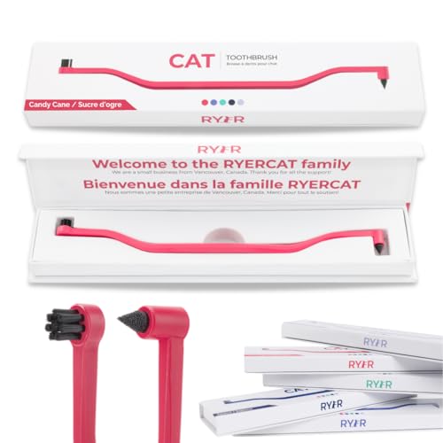 New RYERCAT Dual Sided Cat Toothbrush with Micro Head | Candy Cane