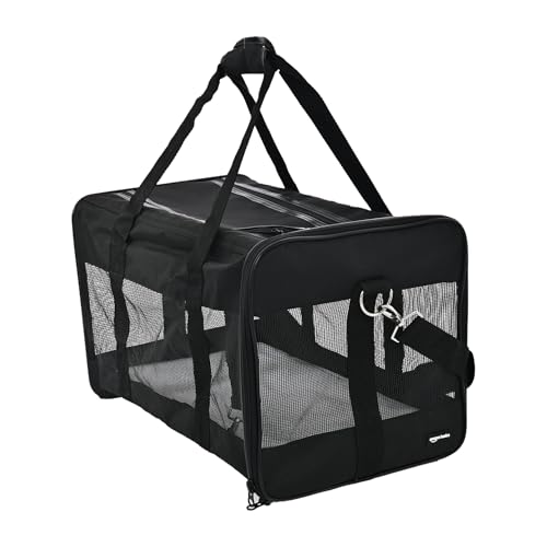 New Amazon Basics Soft-Sided Mesh Pet Travel Carrier | Black, 19.7″ L × 12″ W × 12″ H