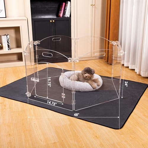 New Feoyoho 2-in-1 Acrylic Dog Playpen / Extra Wide Gate (6 Panels) | 24 in H, Clear Acrylic