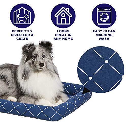 New MidWest Homes for Pets 40222-BLD Quiet Time Couture Ashton Bolster Pet Bed | Small Dog/22, Blue