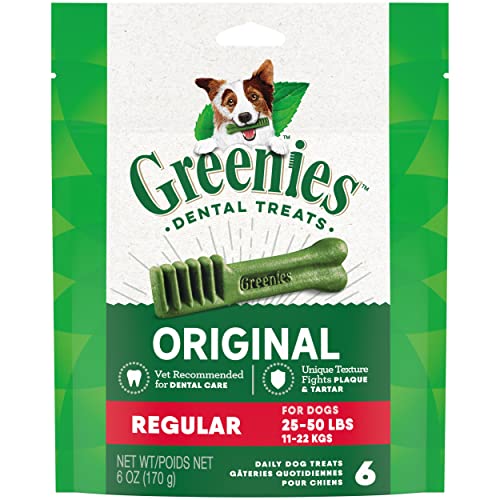 New Greenies Original Regular Dental Dog Treats | 6 oz (6 treats)
