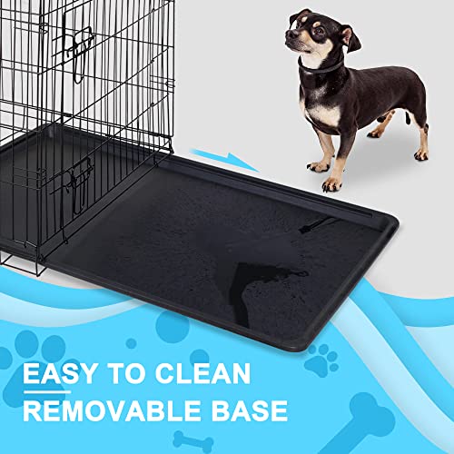 New ZENY Folding Metal Dog Crate Double Door Kennel with Tray and Handle | 30/36/42 Inch - Black