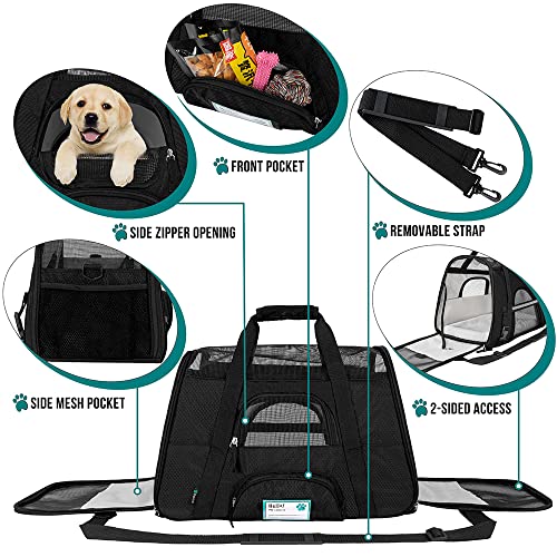 New PetAmi Airline Approved Pet Carrier | Large Black, Medium/Large Kitten & Puppy Size