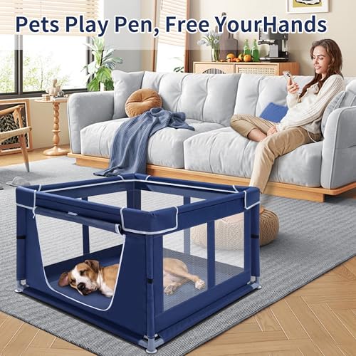 New Zikopomi Puppy Playpen Indoor for Dog Small Pets | 42 × 42 × 25 in, Royal Blue