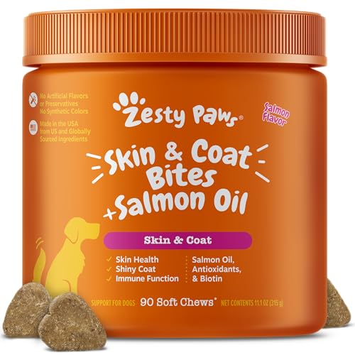 New Zesty Paws Salmon Oil Omega-3 Chews | Salmon, 90 Count