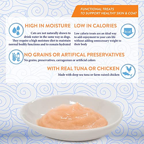 New INABA Churu for Skin and Coat Lickable Purée Cat Treats | 48 tubes (0.5 oz each), 2 Flavor Variety Pack