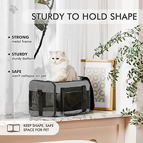 New XZONE PET Cat & Dog Travel Bag | Grey, 17″ × 11″ × 11″, Up to 15 lbs