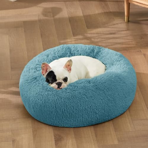 New Bedsure Calming Dog Bed for Small Dogs  | 23 inches, Washed Blue