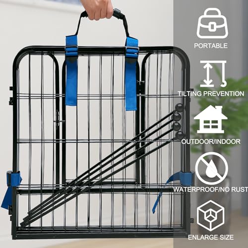 New GXSDJ Metal Dog Playpen with Door and Foot Support | 82.5 × 32 in, Black