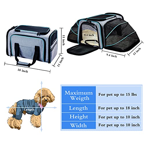 New Cat Dog Carrier Expandable Soft-Sided Carrier | Large, 2-Side Expandable