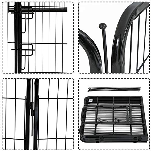 New HCY Large Dog Kennel Puppy Playpen (8 Panels Foldable) | 32 in H, Black